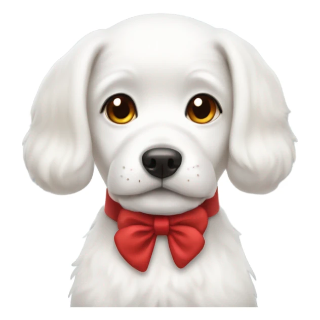 White Dog wearing red bow floppy ears sticker