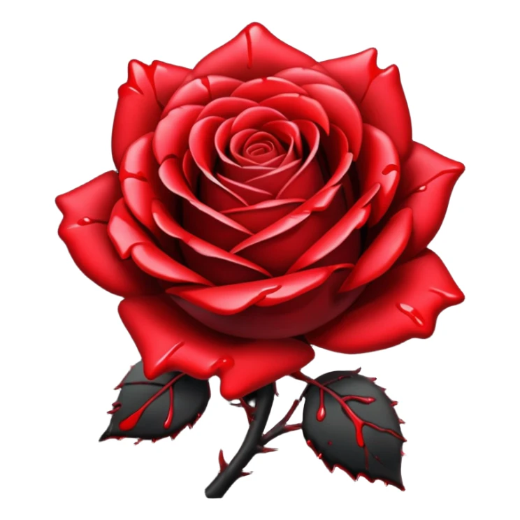 A pitch black aesthetic rose with blood splattered onto it  sticker