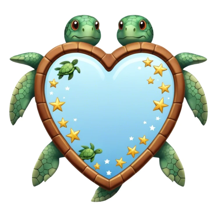 Heart shaped Mirror with turtle and stars sticker
