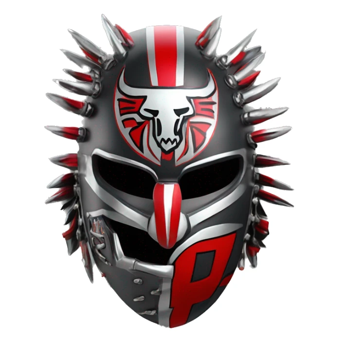Texas-tech-red-raiders tribal artwork covered gunmetal tattooed battle helmet  huge punk Mohawk multi color hint of shiny silver 3d sticker