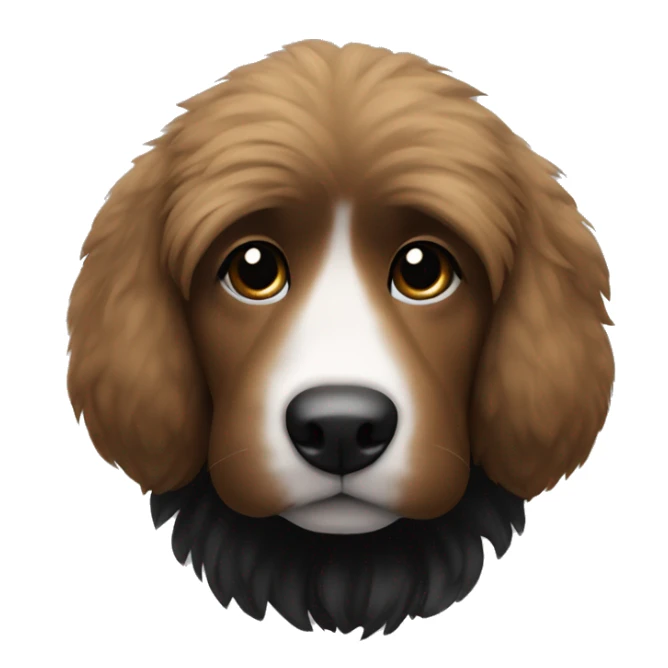 Dog brown face, white neck, black body, long fur sticker