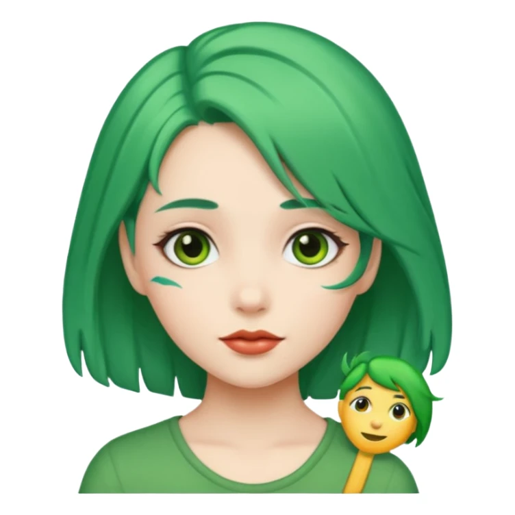 girl with green hair clip sticker