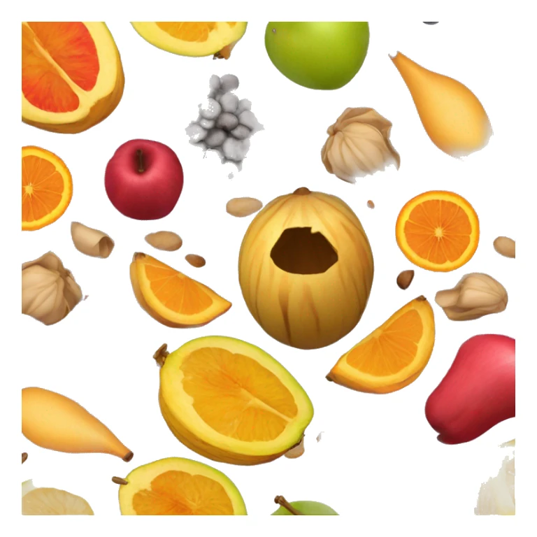 dry husks surrounding a brightly colored fruit-like center.  sticker