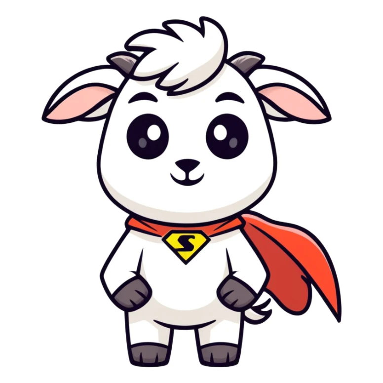 Goat wearing a super hero costume  sticker