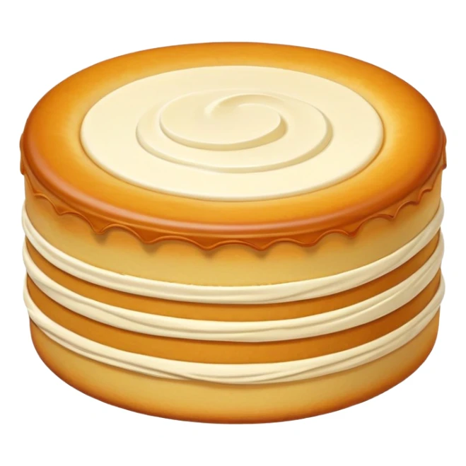 Inner Mongolia milk cake with crispy layers, simplified emoji style with bold outlines and bright colors, cartoon style dairy pastry snack sticker