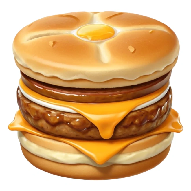 Egg mcmuffin egg sausage cheese in an existing muffin sticker