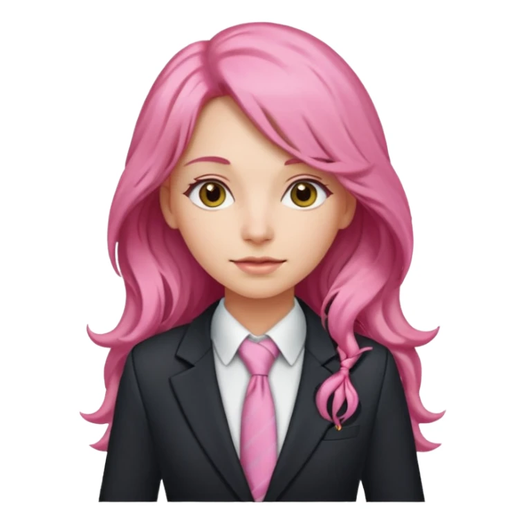 long wavy and pink haired woman with tie and blazer sticker