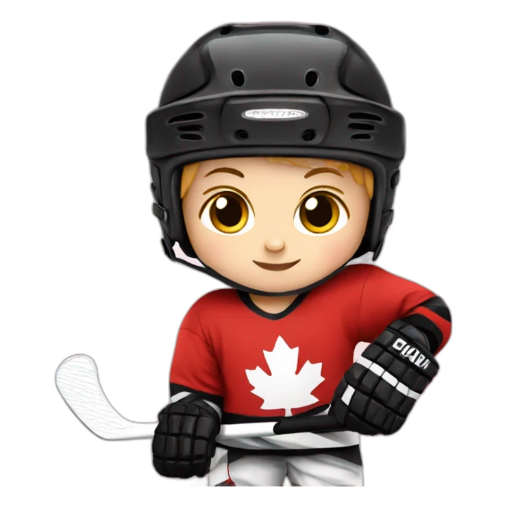 baby hockey player wearing red sticker