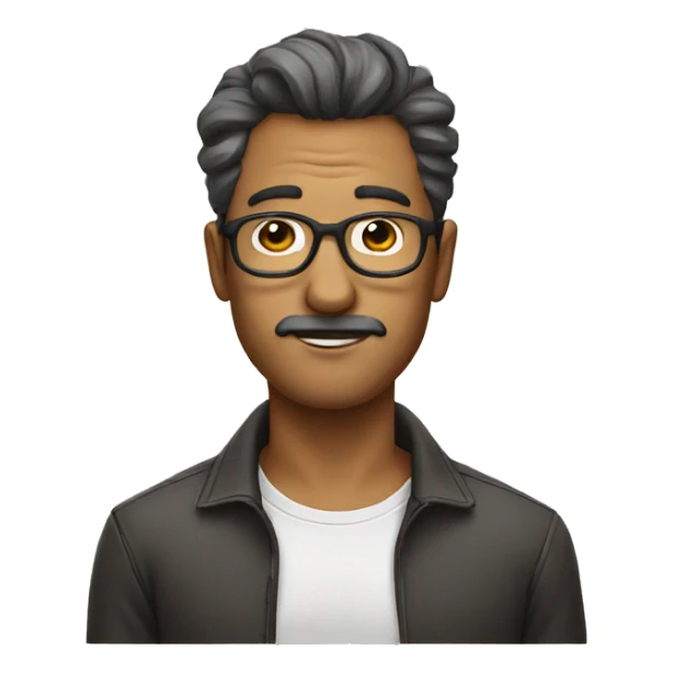 A man with nose specs hair ears and phone sticker