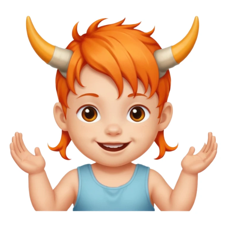 baby with horns and orange hair sticker