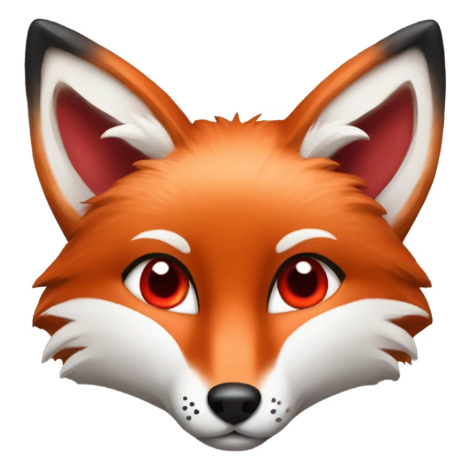 deep lush red fox face with tiny red heart instead of eyes sticker