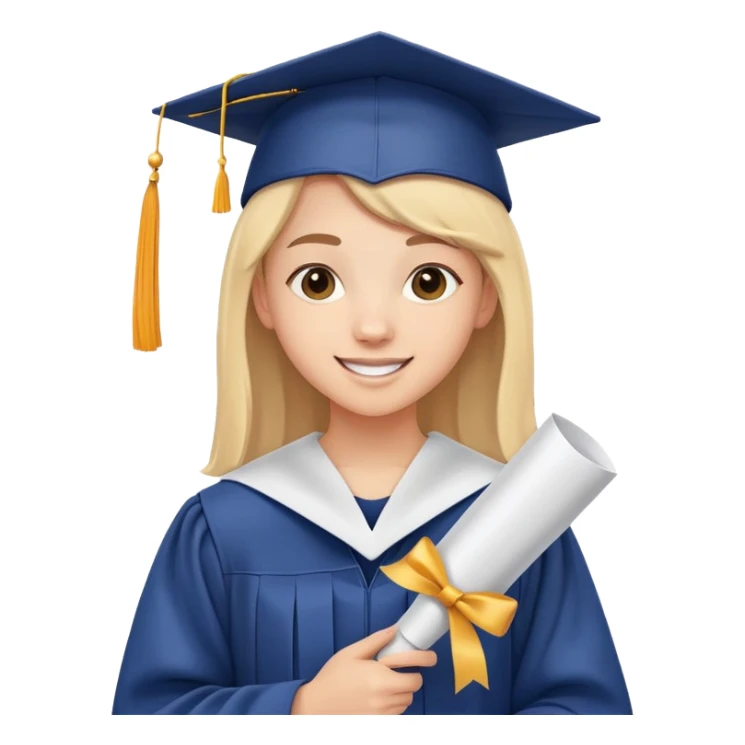 teen holding diploma, graduation cap, cheerful expression sticker