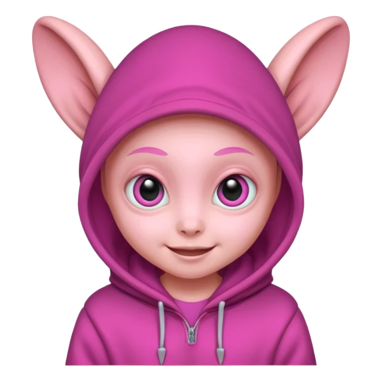 Aliens Pink, hoodie, cute big eyes, big ears sticker