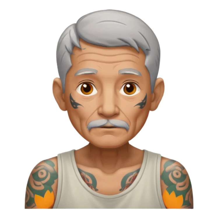 elderly man with tattos sticker