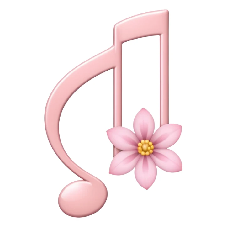 Pale pink music note with pale pink flower sticker