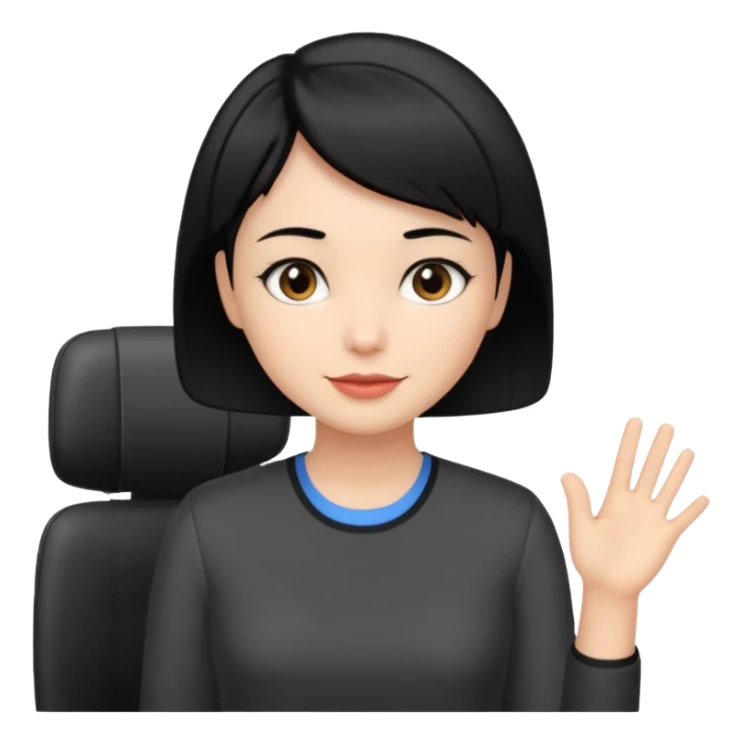 black short hair office  girl says hi sticker