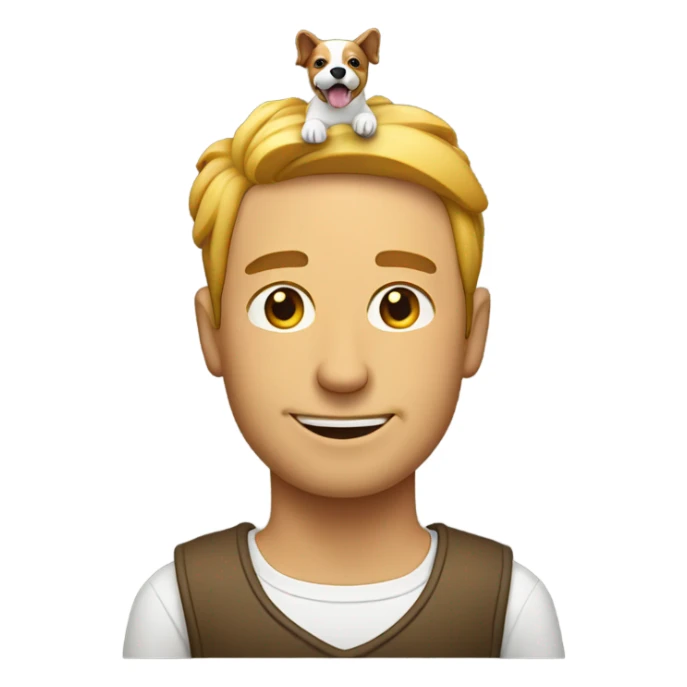 A man with a dog on its head sticker