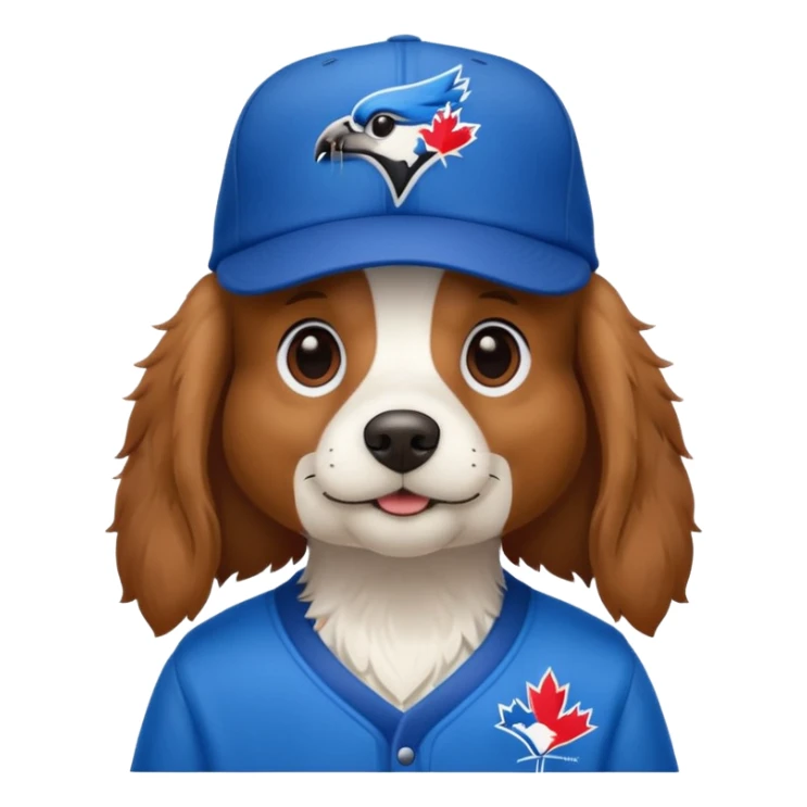 king charles dog with blue jays hat on sticker