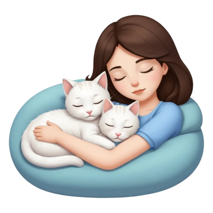 White kitty sleeping on brunette white girl's lap sticker
