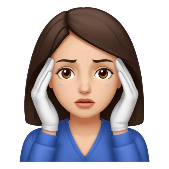 Brunette woman with a headache sticker