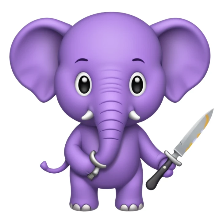 A purple elephant holding a knife ￼ sticker