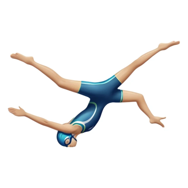 An icon showing a diver captured mid-air in a graceful pose above a pool, with a diving board behind and water below. Splash trails and motion lines emphasize precision and elegance. Transparent background highlights the beauty and focus of competitive diving. sticker