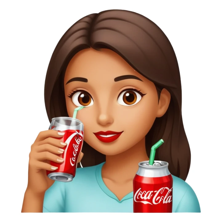 Emoji de una chica bebiendo coca cola sticker