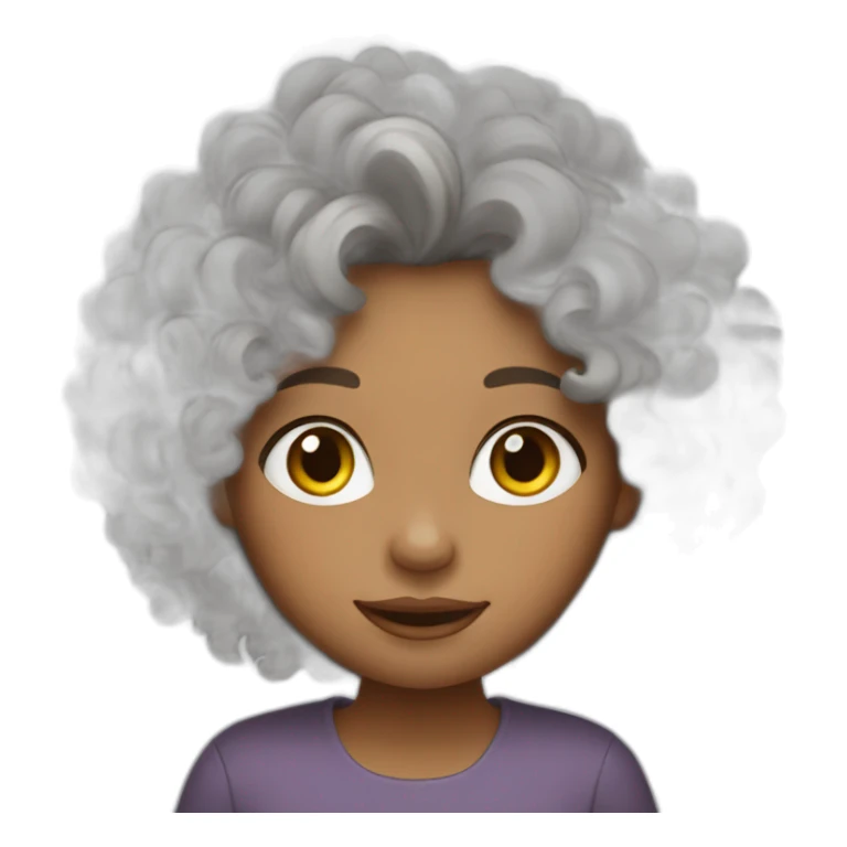 brown curly girl with grey hair tint sticker