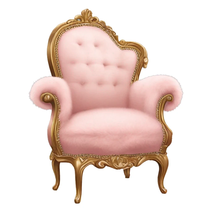vintage pale pink rococo chair with fur throw blanket sticker