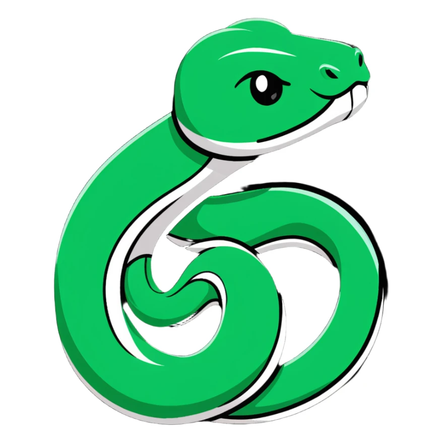 Geometric Maya style snake - sneaky message, strictly white and deep dark green only, angular sharp lines sticker