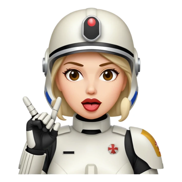 woman star trooper middle finger and face with tongue out  sticker