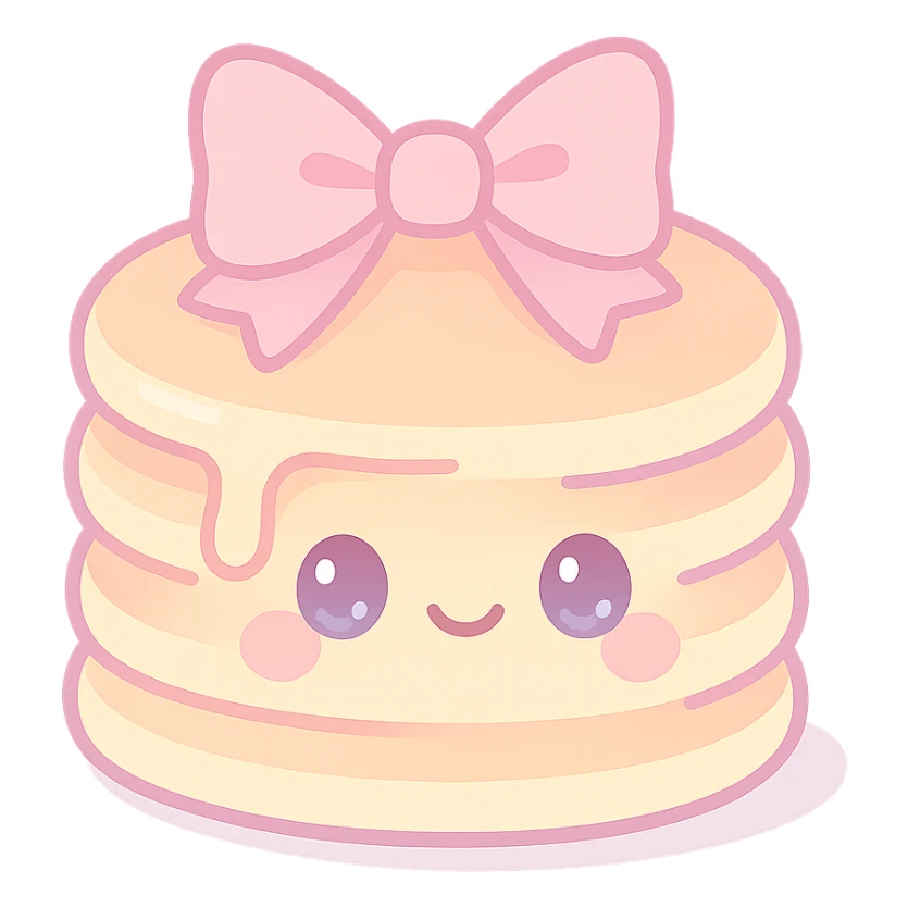 aesthetic pancake, girly, soft gradients, bows, dreamy and whimsical sticker