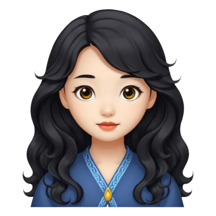 cute Chinese girl with black wavy long hair and black eyes sticker