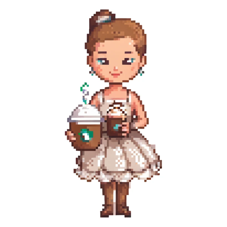 A ballerina holding a cup of cappuccino sticker