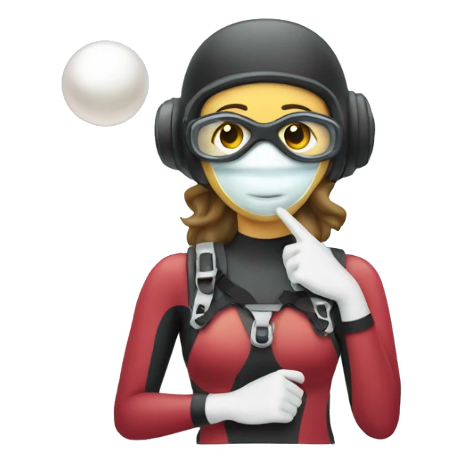Female scuba diver holding a white pearl sticker