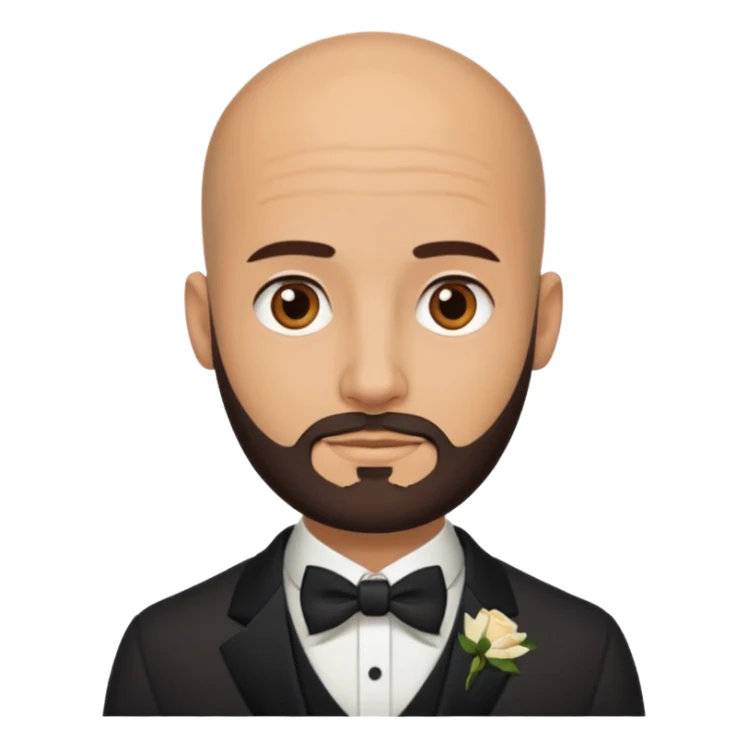 bald headed brown eyes groom with dark beard sticker