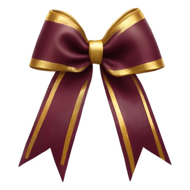 Maroon cheer bow that had golden accents and ringtones around end end sticker