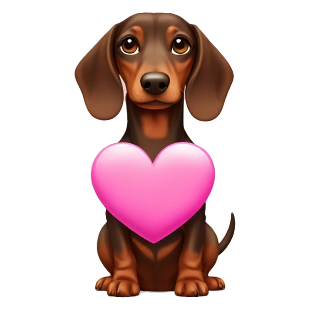 brown dachshund with pink heart sticker