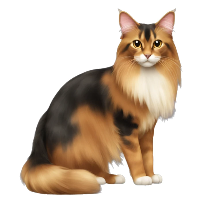 Somali Cat Breed Full Body calico long hair sticker