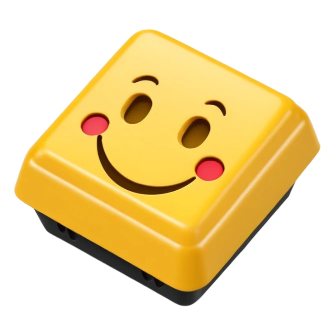 a keycap with smiley emoji face sticker