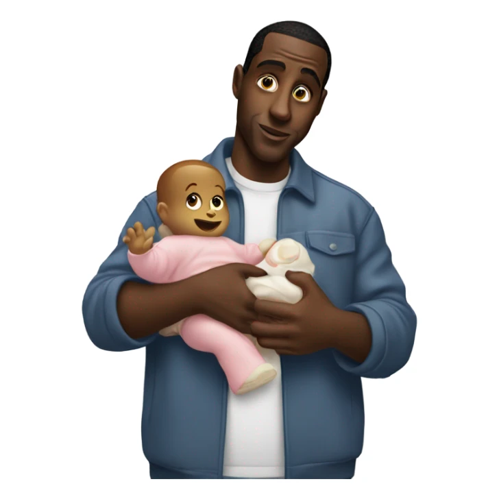 diddy holding baby oil and baby sticker