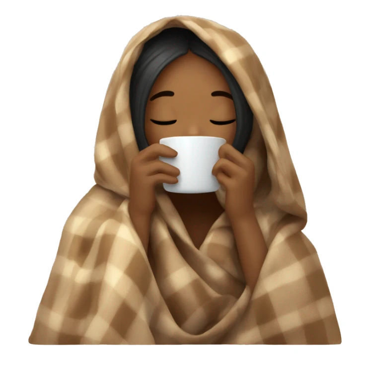 girl inside a blanket sipping coffee eyes closed sticker