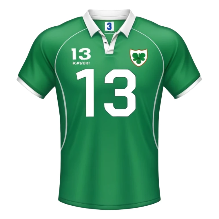 rugby irish jersey with the name kavanagh and number thirteen sticker