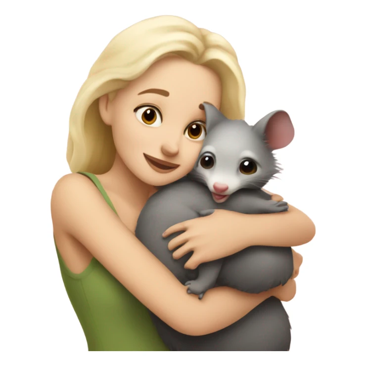 Cute blonde woman hugging a possum sticker