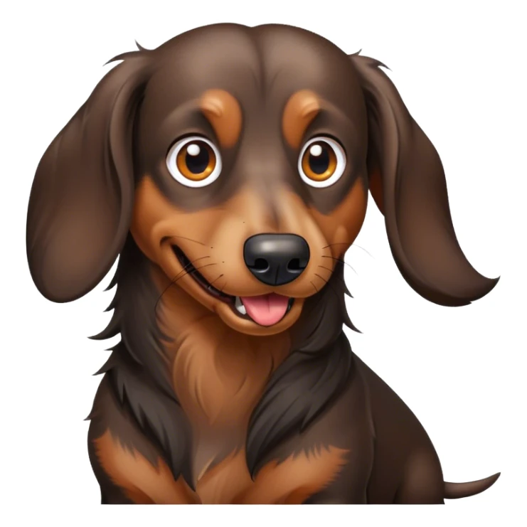 Black long-haired dachshund with some brown looking mad and growling sticker