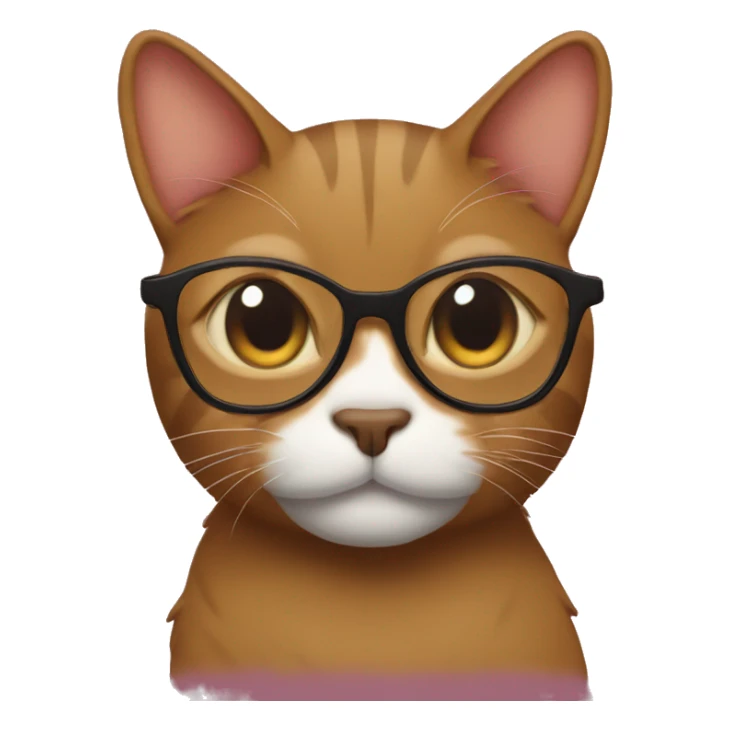 brown cat with glasses in form of hearts sticker