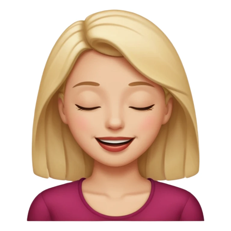 An emoji with lips out and eyes closed like holding ing a laugh sticker