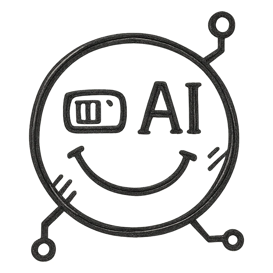 Make the smiley AI emoji look more robotic, with metallic features, digital eyes, and subtle circuitry, keep the hand drawn icon style, with no background sticker