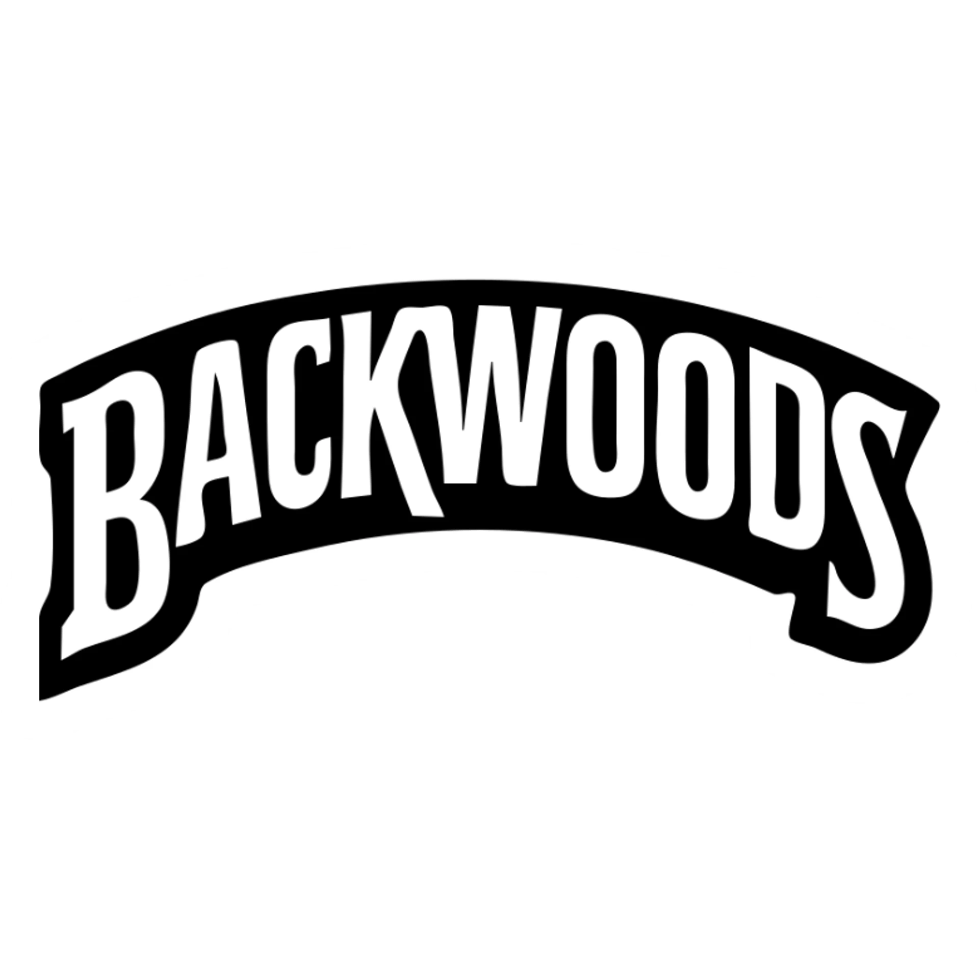 Backwoods icon, hand drawn, black outlines, white fill, simple and clean, top view sticker