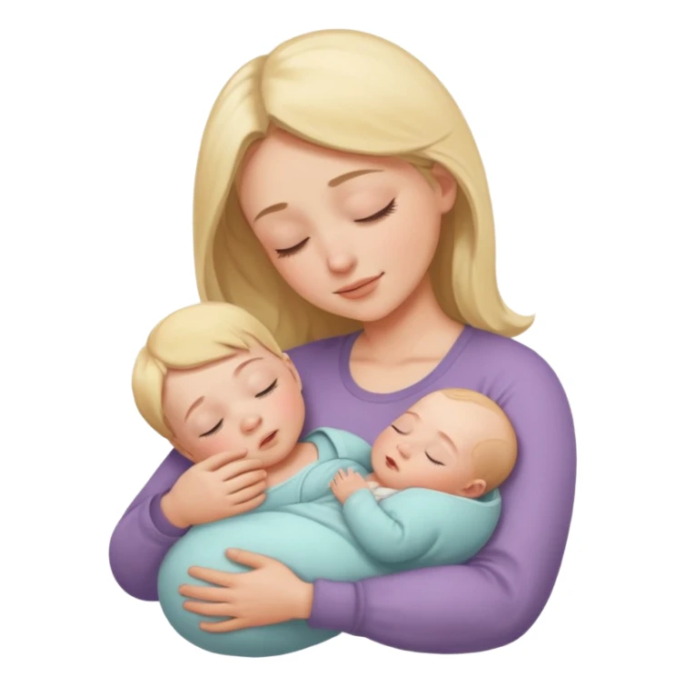 a parent lovingly looking down at a baby sleeping in their arms, soft and calm, both look safe and serene sticker